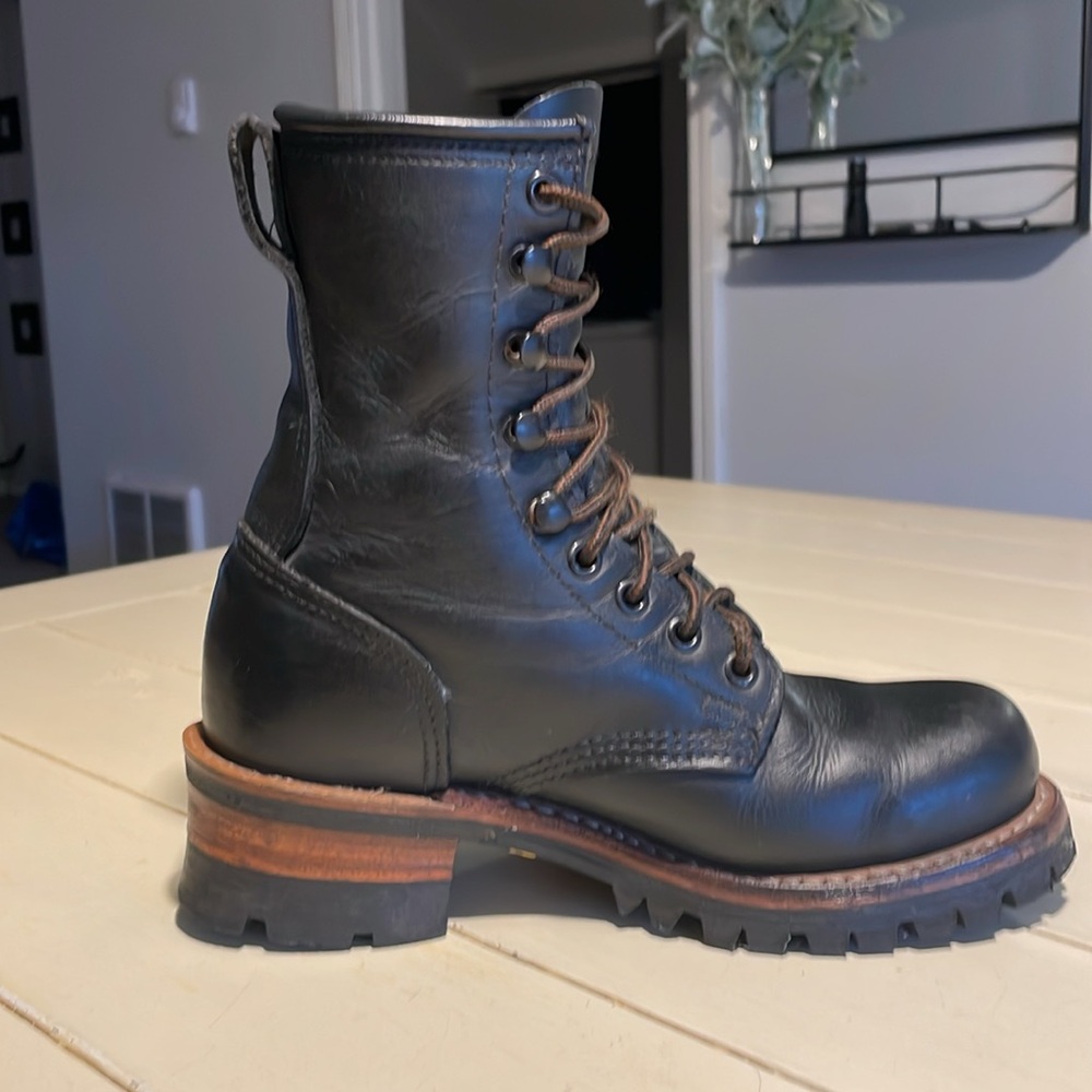Frye Black Leather Logger Boots - Picture 6 of 10